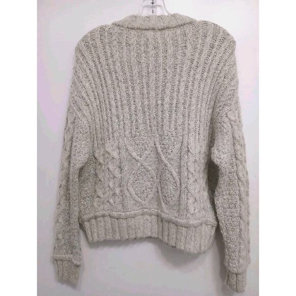 Vintage Chunky Cable Knit Sweater Women Sz M Gray Sparkle Pullover Nordic Preppy - Picture 6 of 15